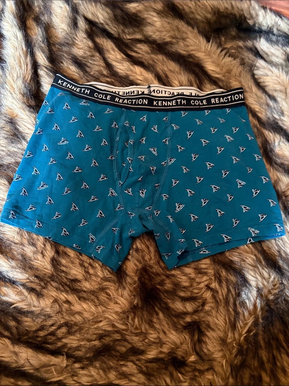Kenneth Cole Teal Boxer Briefs with Tennis-shoe Motif Size Large